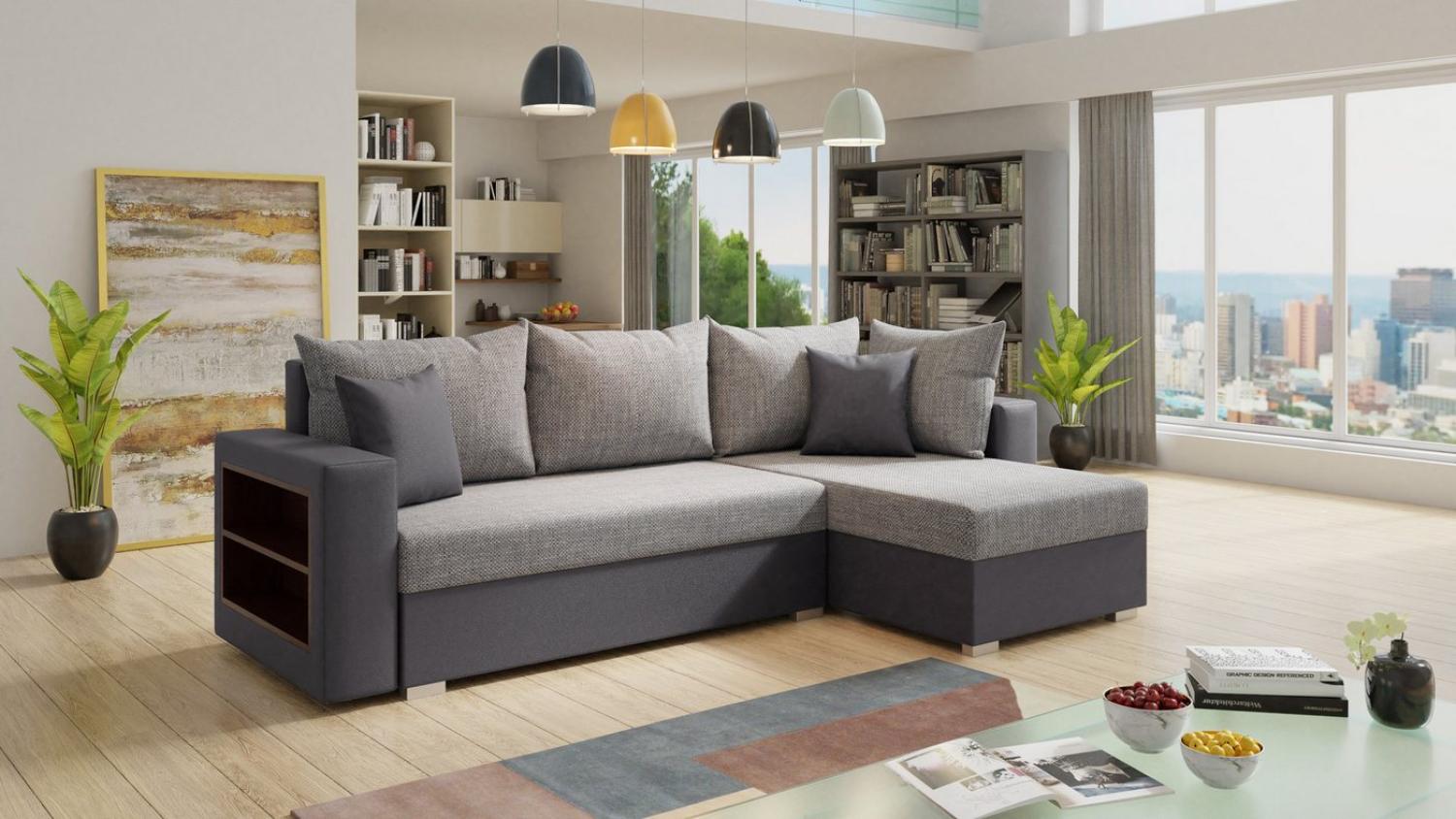 Sofnet Ecksofa Lord, mit Schlaffunktion und Bettkasten, L-Form Couch, Schlafsofa mit Regal Bild 1