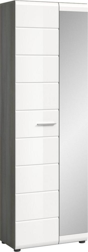 INOSIGN Garderobenschrank Rumba, Höhe 192 cm, 1 Hochglanz Tür, 1 Spiegeltür, 4 Einlegeböden, 1 Kleiderstange, Stauraumschrank, Flurschrank, Flurmöbel Bild 1