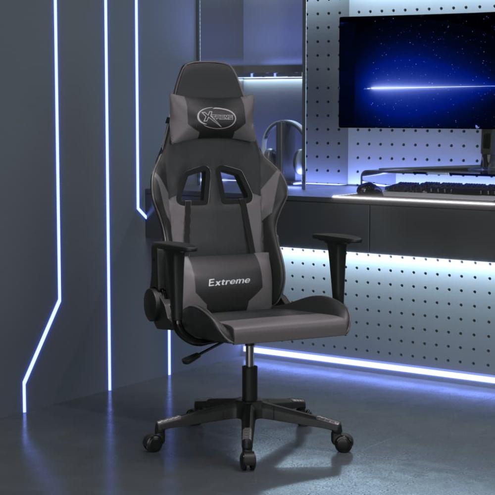 vidaXL Gaming-Stuhl mit Massagefunktion Schwarz und Grau Kunstleder 345449 Bild 1