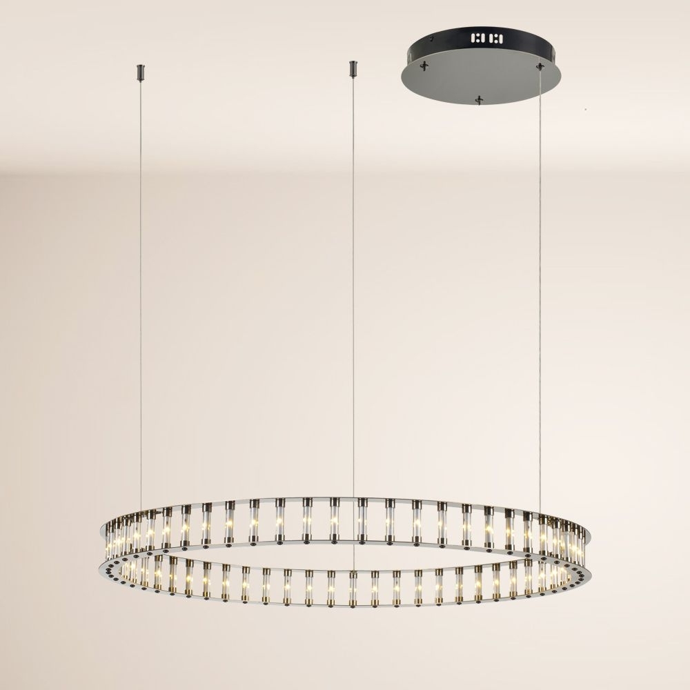 s.luce Atom Ring LED-Hängelampe Dimmbar Schwarzchrom Ø 60cm Bild 1