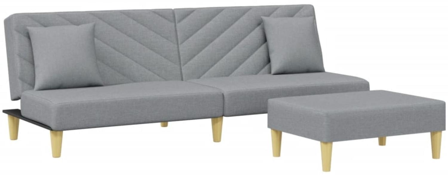 vidaXL Schlafsofa 2-Sitzer mit Kissen und Fußhocker , Hellgrau Bild 1