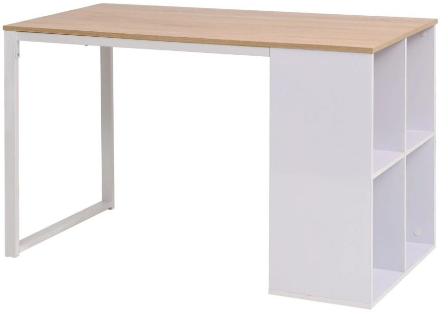 vidaXL Schreibtisch, eichenbraun/ weiß, 120 × 60 × 75 cm Bild 1