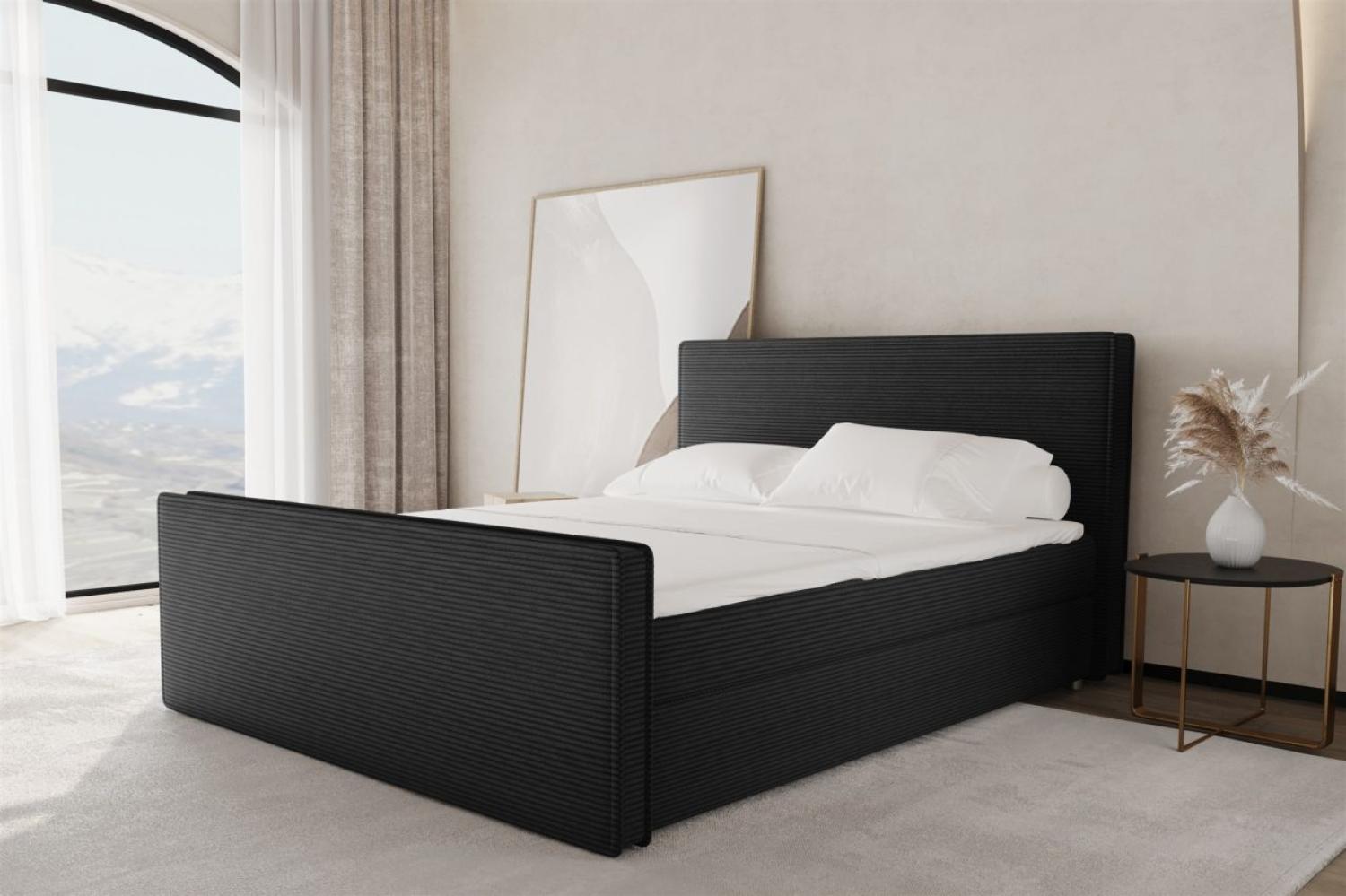 Boxspringbett Schlafzimmerbett CELES 180x220cm Stoff Poso Schwarz Bild 1