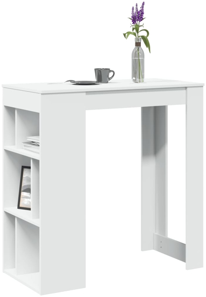 vidaXL Bartisch mit Regal Weiß 102x50x103,5 cm Holzwerkstoff 854355 Bild 1