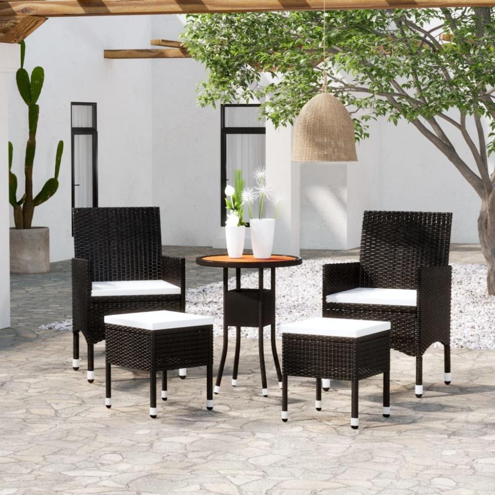 vidaXL 5-tlg. Garten-Lounge-Set Poly Rattan Schwarz 3058472 Bild 1