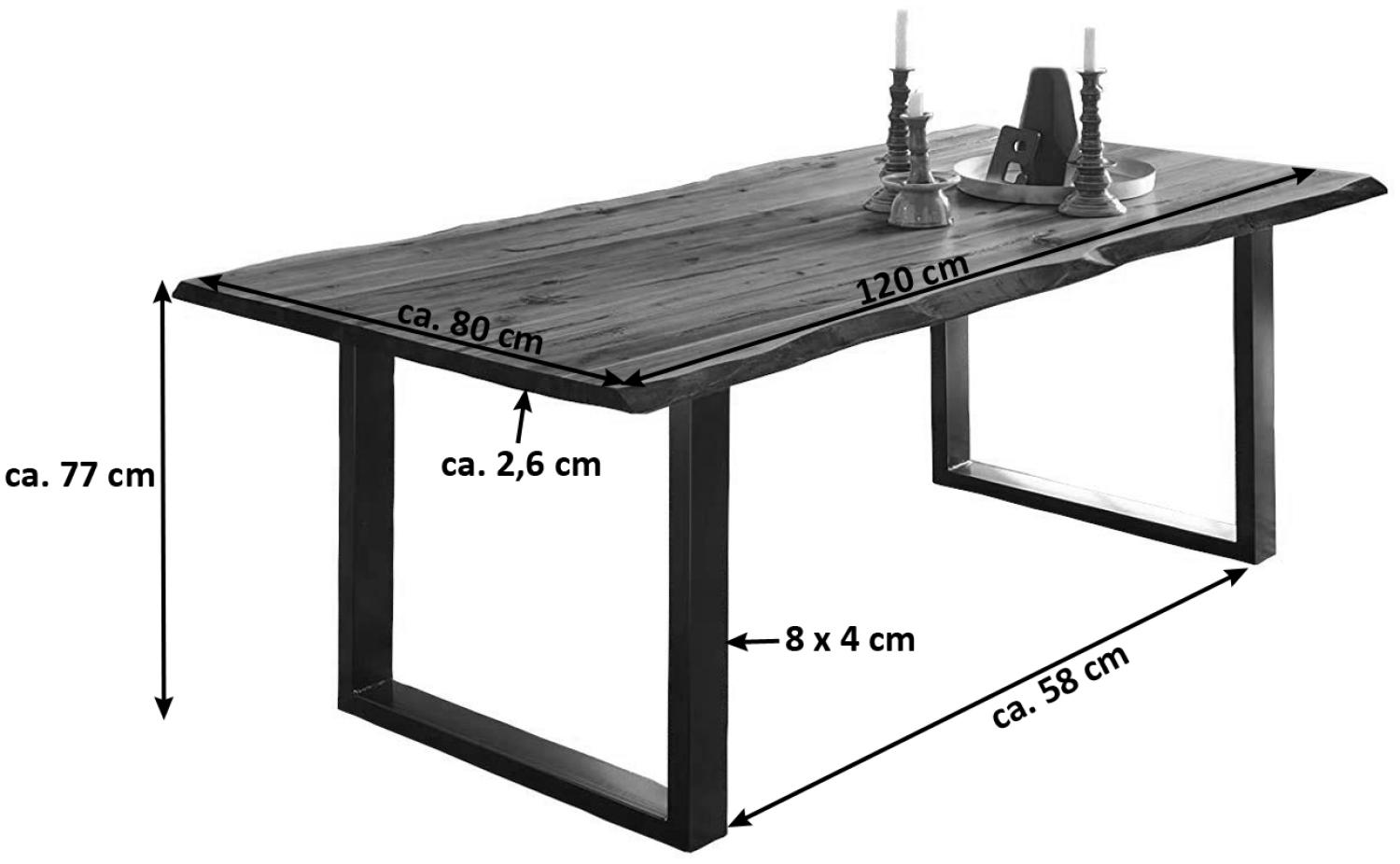 Esstisch Baumkante Akazie Natur 120x80 cm schwarz 523548 Bild 1