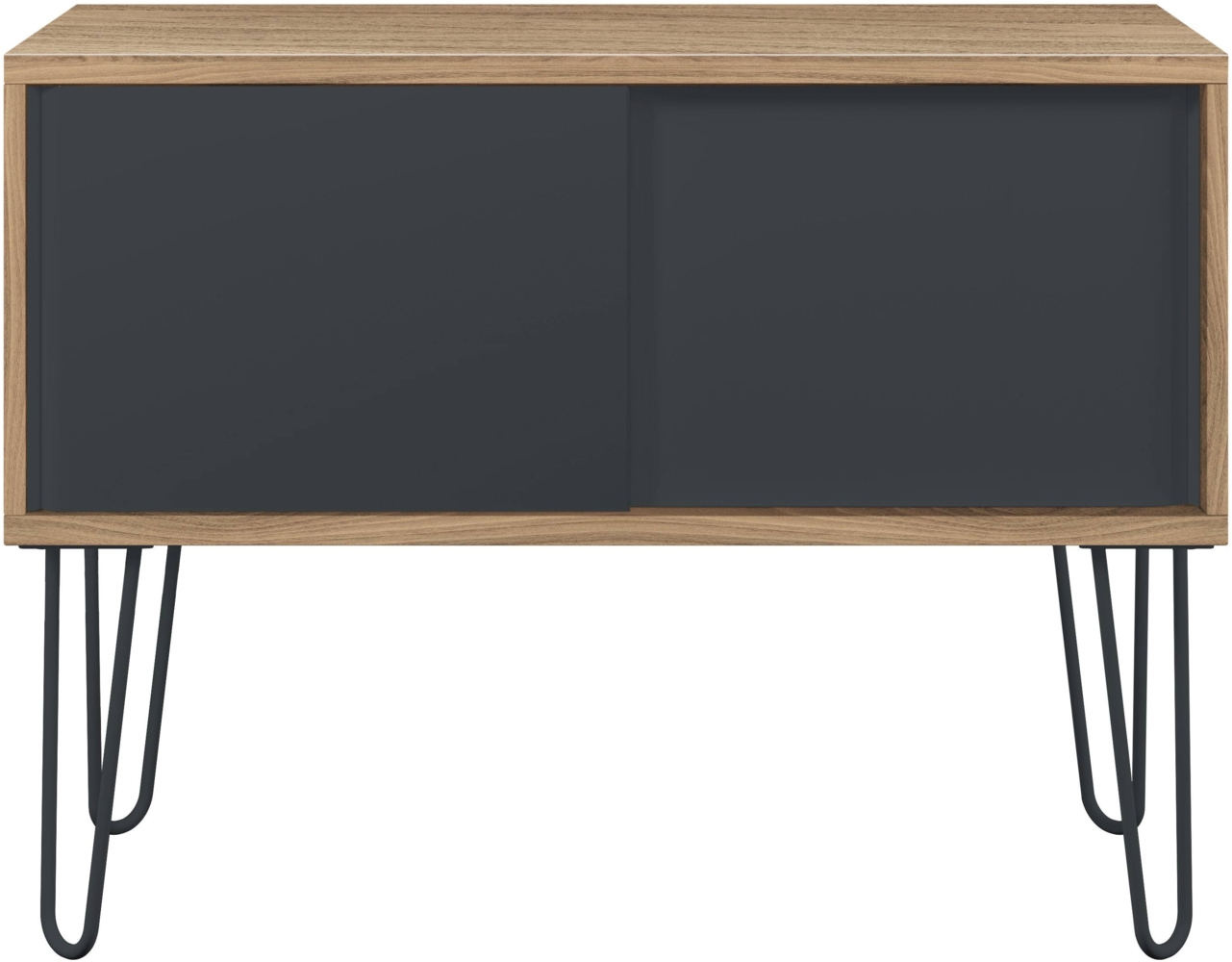 MultiRange Sideboard, Nussbaum, Schiebetüren aus Stahl, 4 Stahlfüße, Maße: H 752 x B 1000 x T 450 mm, Farbe: nussbaum/anthrazitgrau Bild 1