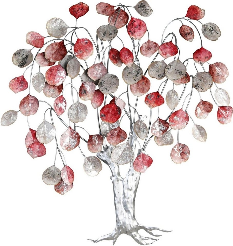 Gilde Wandrelief, Baum, "Love Tree", Metall, grau, rot, silberfarben, VE 1, L. 10 cm, B. 72 cm, H. 80 cm 74976 Bild 1