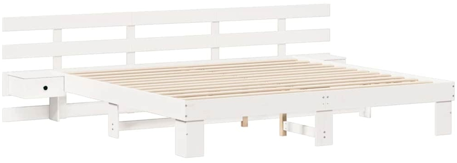 vidaXL Bettrahmen mit Kopfteil Weiß 200 x 200 cm Massives Kiefernholz 3385677 Bild 1