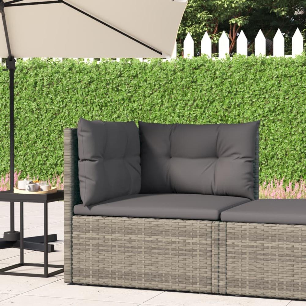 vidaXL Garten-Ecksofa mit Kissen Grau Poly Rattan Bild 1