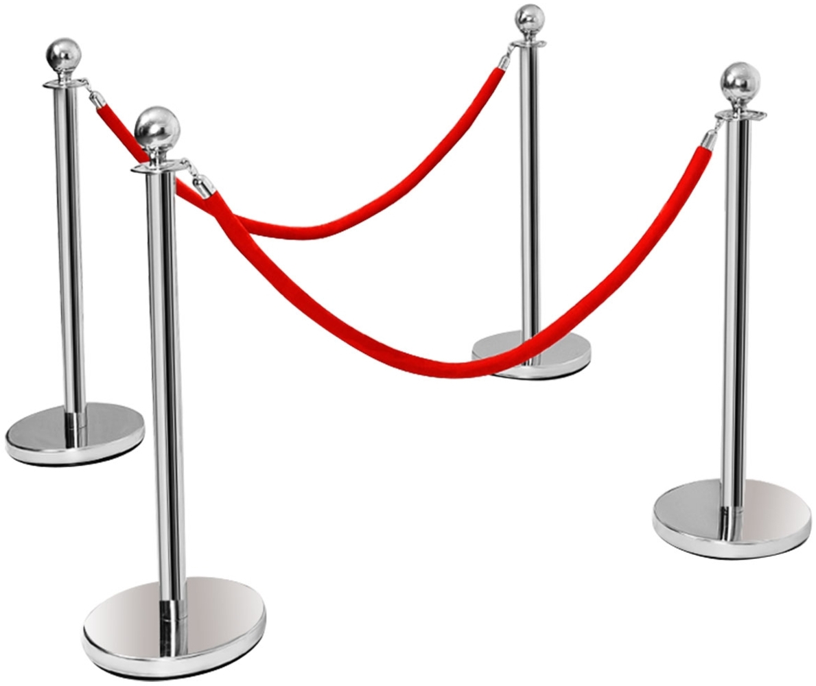 4 x Personenleitsystem Abgrenzungsständer Absperrständer mit 2 Kordel Bild 1