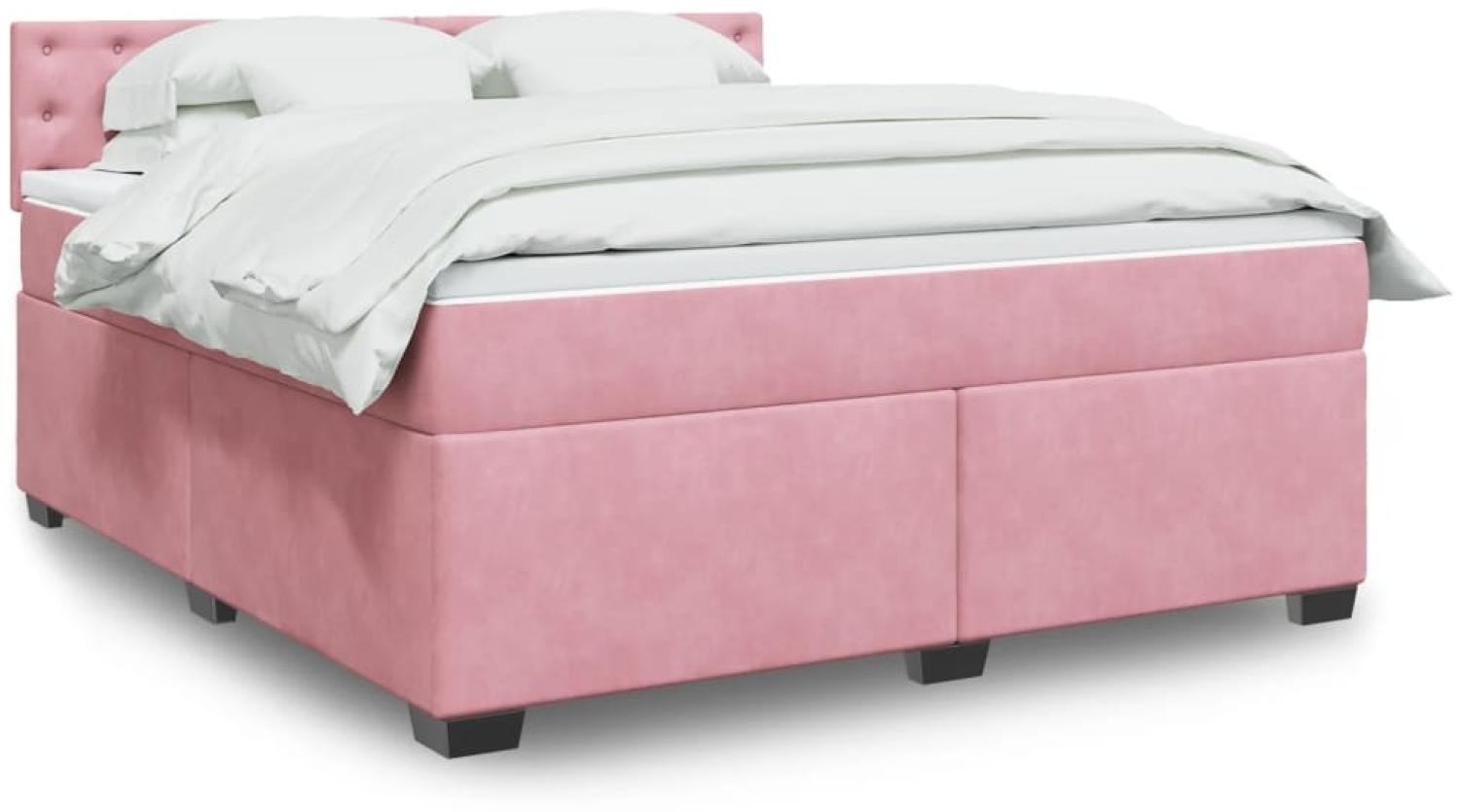 vidaXL Boxspringbett mit Matratze Rosa 180x200 cm Samt 3288695 Bild 1