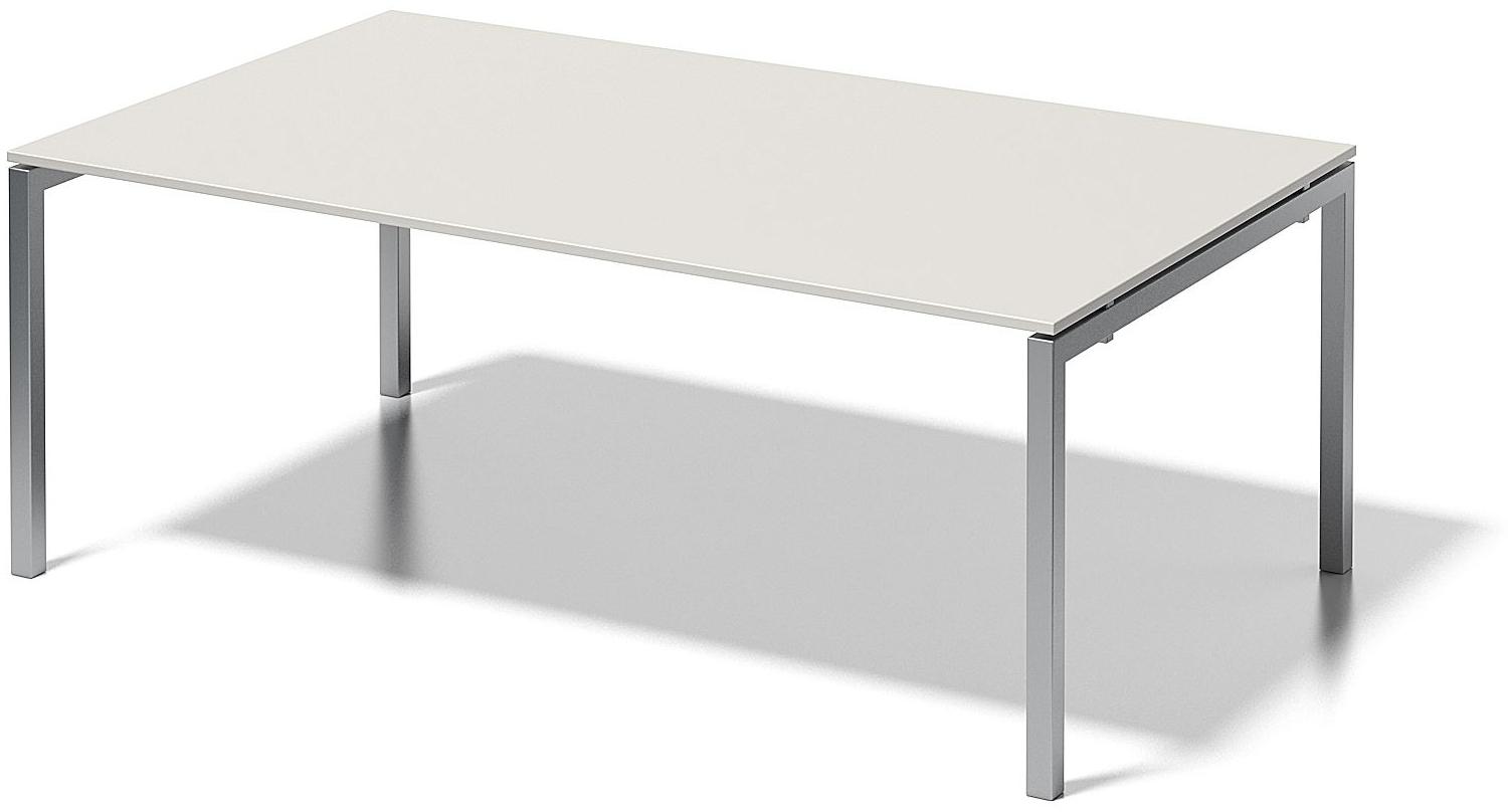 Cito Chefarbeitsplatz/Konferenztisch, 740 mm höhenfixes U-Gestell, H 19 x B 2000 x T 1200 mm, Dekor grauweiß, Gestell silber Bild 1