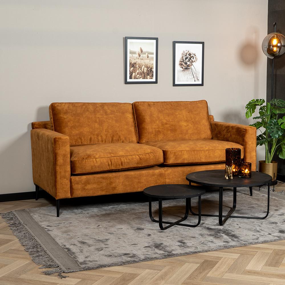 Bronx71 Samt Sofa 3-Sitzer Florida ockergelb/cognac Bild 1