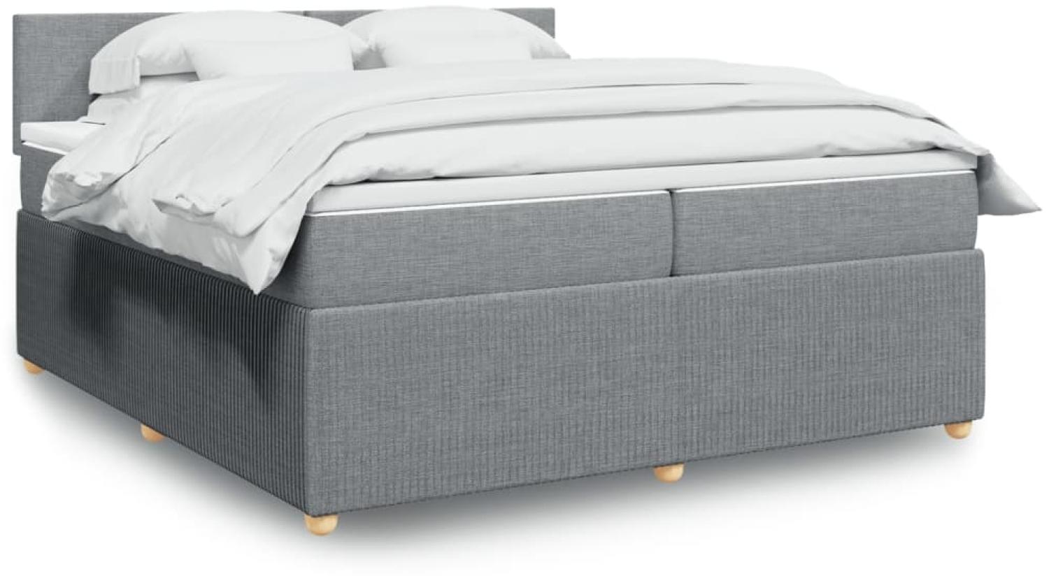 vidaXL Boxspringbett mit Matratze Hellgrau 200x200 cm Stoff 3289856 Bild 1