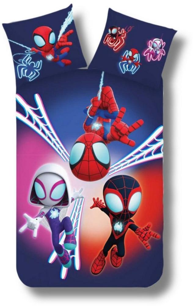 MTOnlinehandel Bettwäsche Marvel Spiderman "Spidey" 135x200 + 80x80 cm, Renforcé, 2 teilig, Kinder-Bettwäsche mit Ghost-Spider und Miles Morales Bild 1