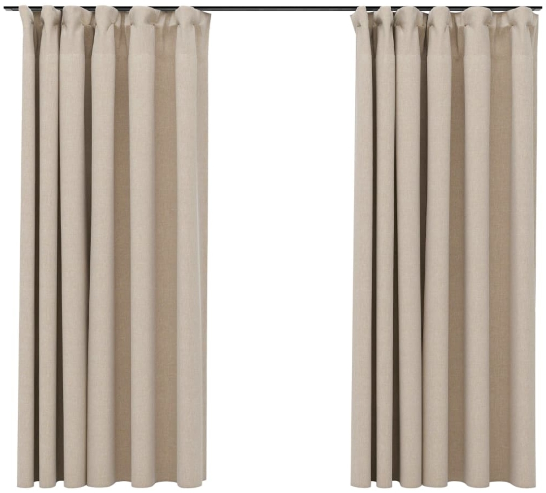 vidaXL Verdunkelungsvorhänge 2 Stk. Haken Leinenoptik Beige 140x175 cm 321212 Bild 1