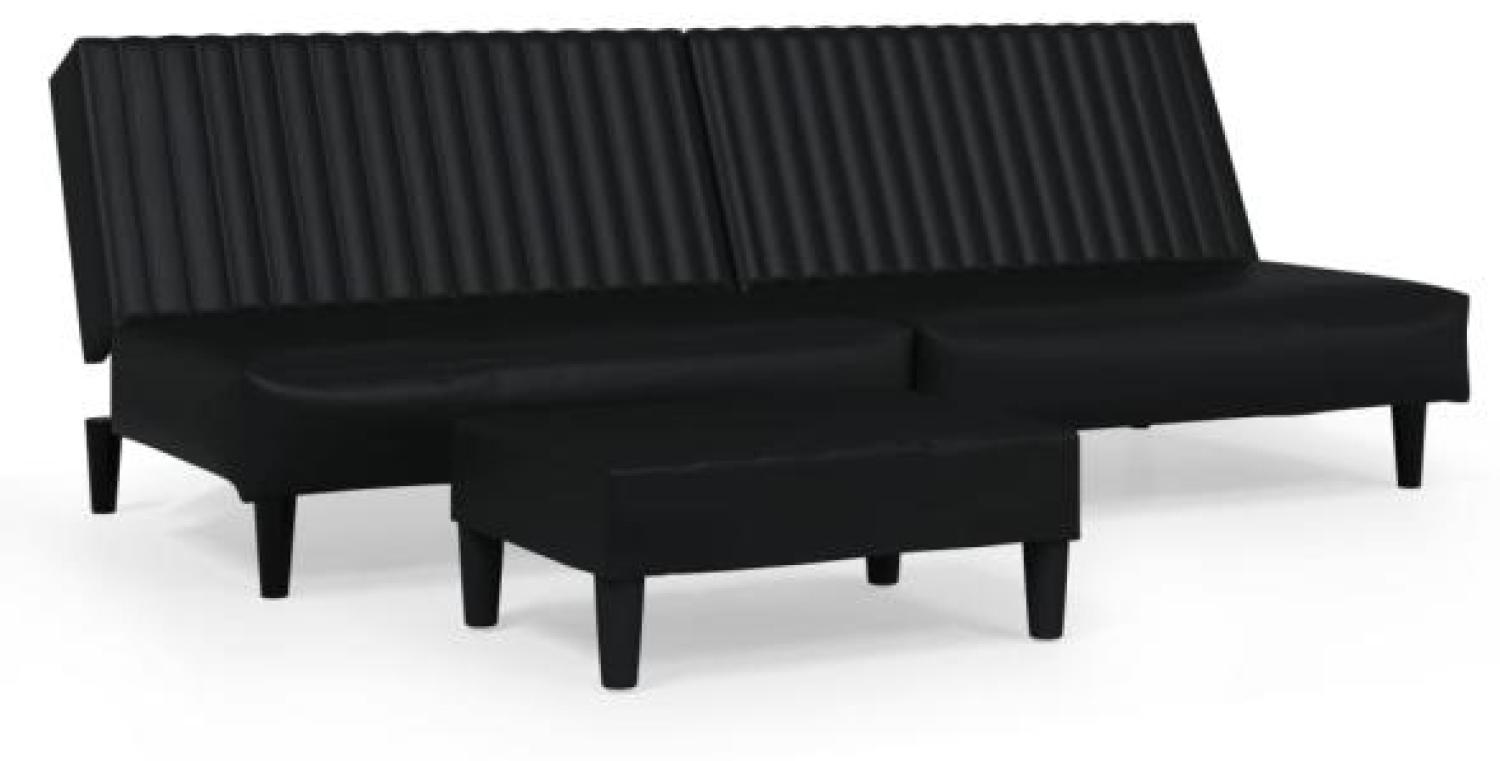 Schlafsofa 2-Sitzer mit Fußhocker Schwarz Kunstleder [3081875] Bild 1