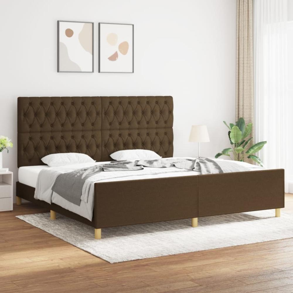 Doppelbett mit Kopfteil Stoff Dunkelbraun 200 x 200 cm [3125327] Bild 1