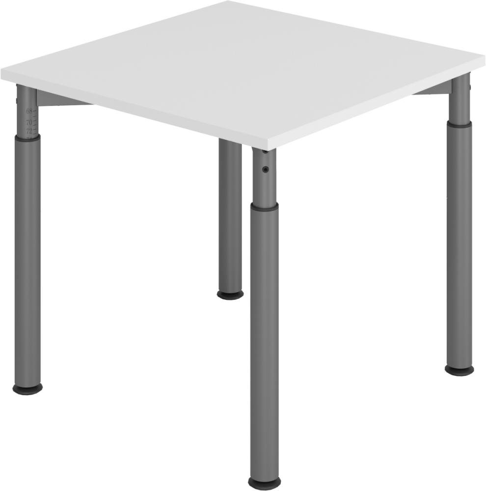 bümö höhenverstellbarer Schreibtisch 80x80 cm in grau, Gestell graphit - PC Tisch höhenverstellbar & klein, höhenverstellbarer Tisch Büro, kleiner Computertisch verstellbar, Y-Serie, YS-08-5-G Bild 1