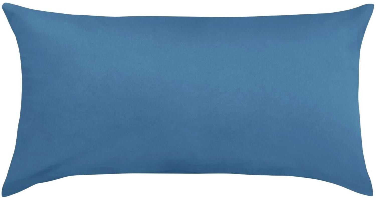 Traumschlaf Uni Mako-Satin Kissenbezüge|40x80 cm| jeansblau Bild 1