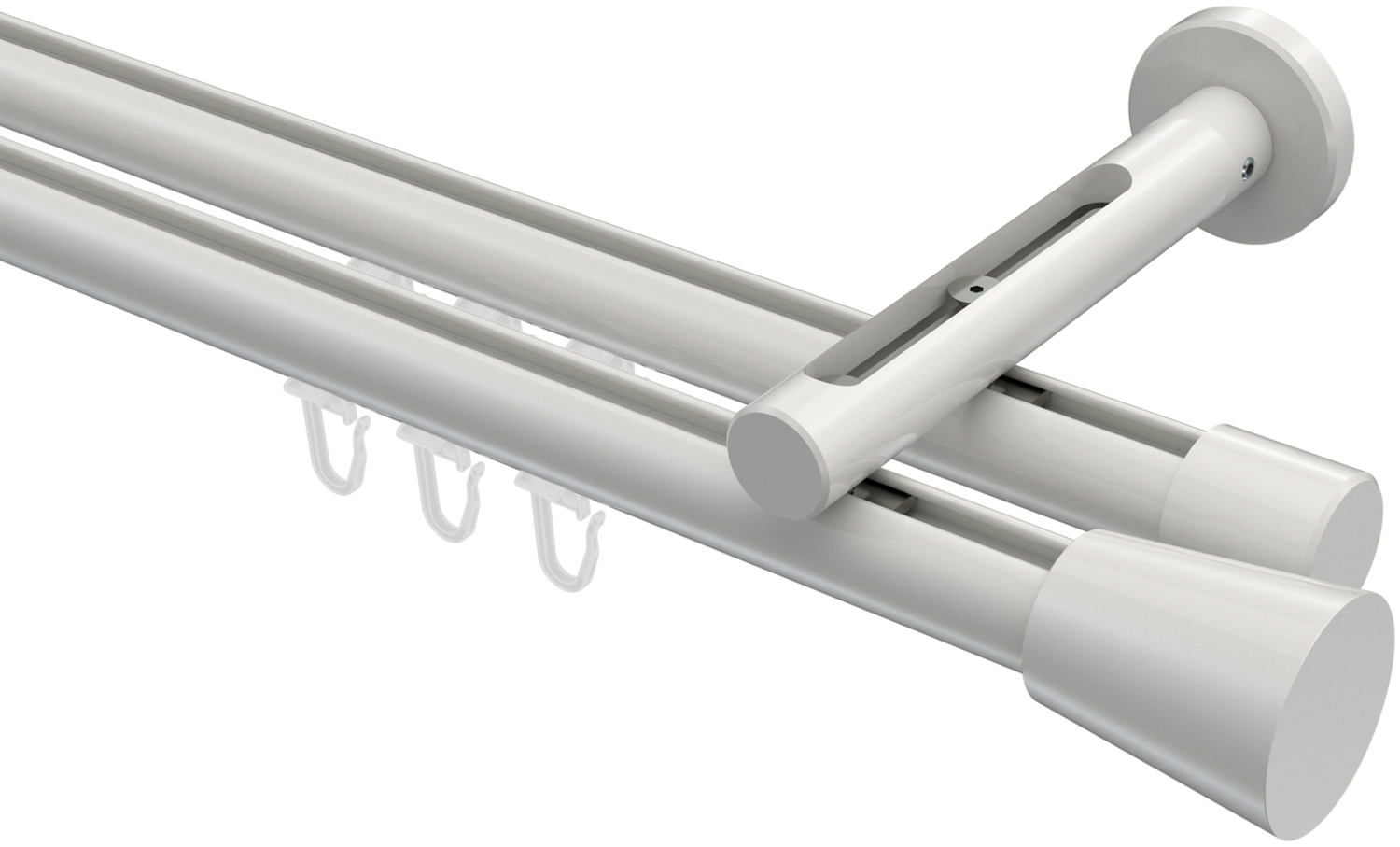 Innenlauf-Gardinenstangen-Set Siteno Sitra 120 cm, 2-läufig, 20 mm Ø Weiß Bild 1