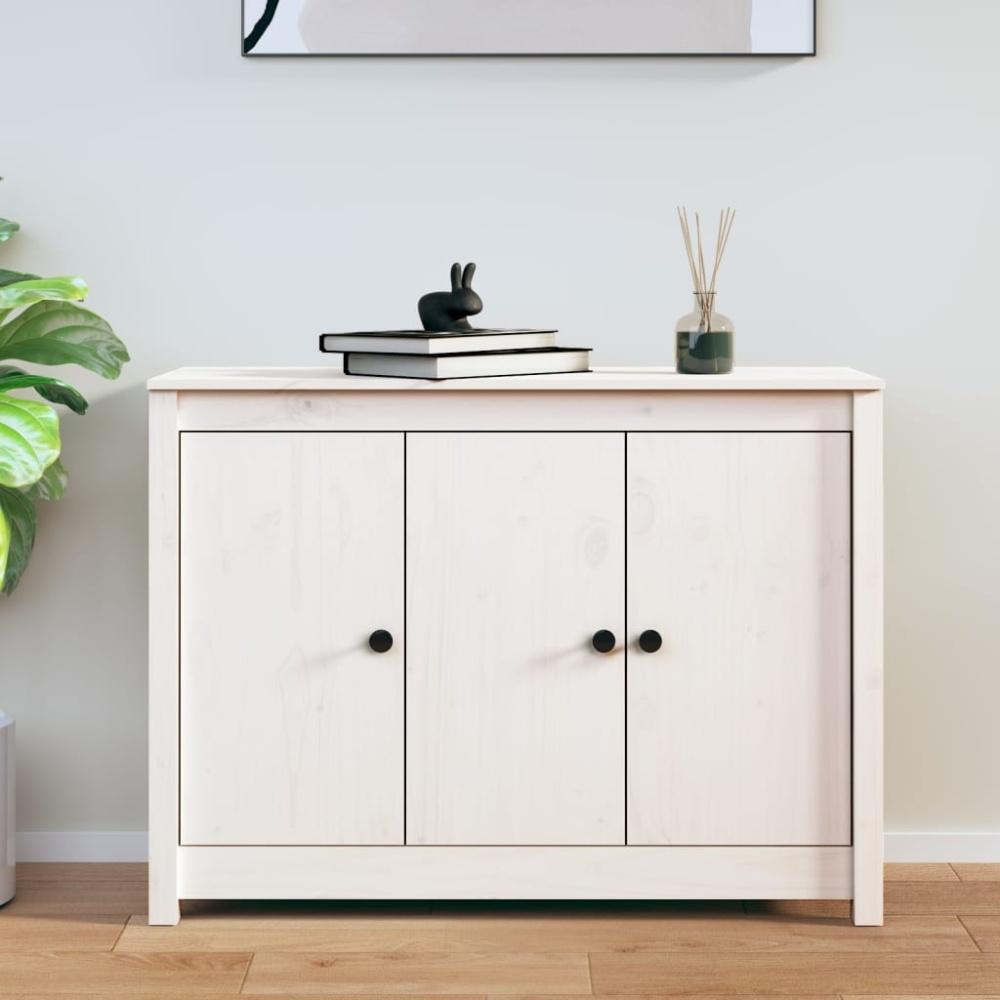 Sideboard Weiß 100 x 35 x 74 cm Massivholz Kiefer [814560] Bild 1