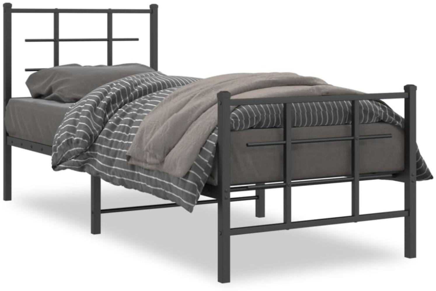 vidaXL Bettgestell mit Kopf- und Fußteil Metall Schwarz 75x190 cm 355569 Bild 1