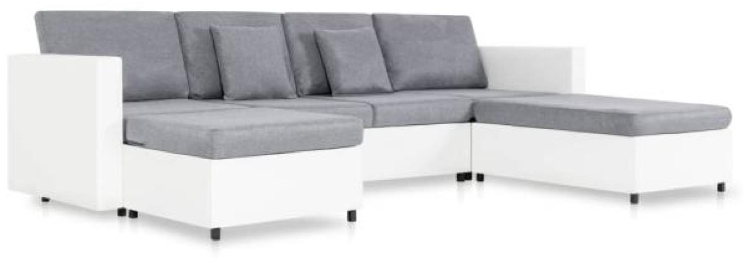 vidaXL 4-Sitzer Ausziehbares Schlafsofa Kunstleder Weiß [287214] Bild 1