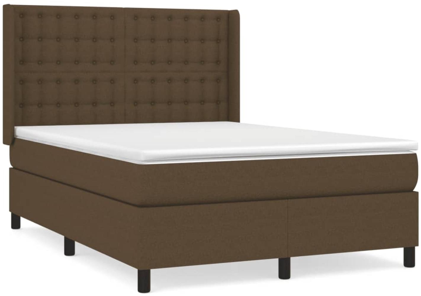 vidaXL Boxspringbett mit Matratze Dunkelbraun 140x200 cm Stoff 3131756 Bild 1