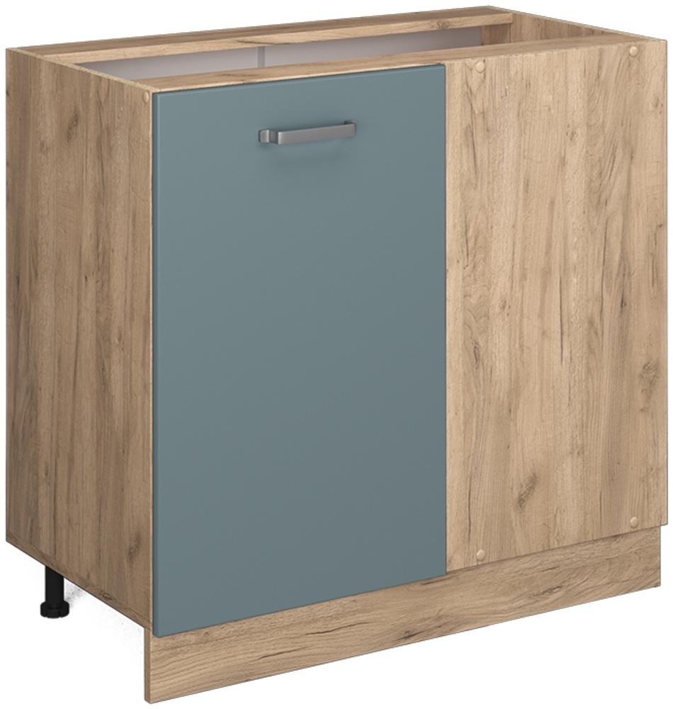 Eckunterschrank R-Line Blau-Grau 86 cm ohne Arbeitsplatte Vicco Bild 1