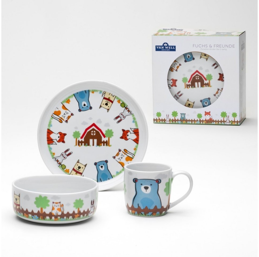 Van Well Kindergeschirr Set 3-teilig Fuchs und Freunde Bild 1