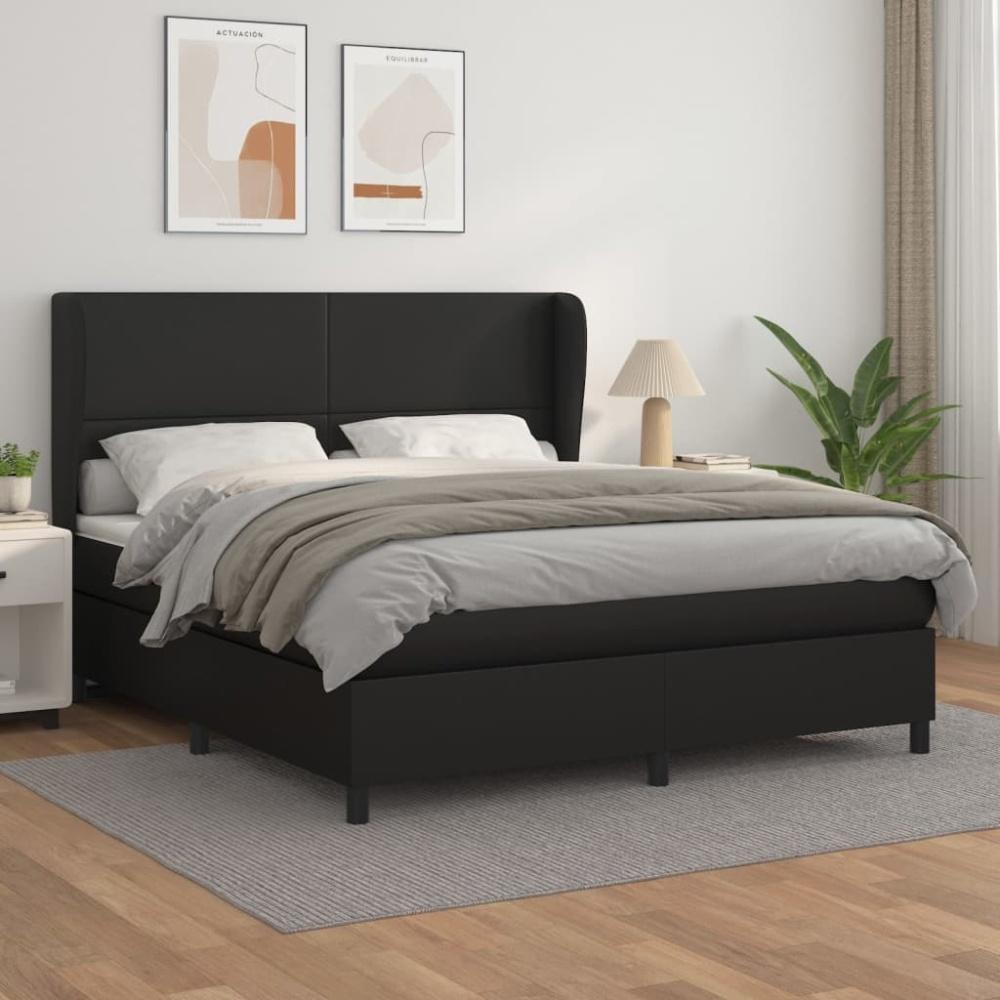 vidaXL Boxspringbett mit Matratze Schwarz 160x200 cm Kunstleder 3128919 Bild 1