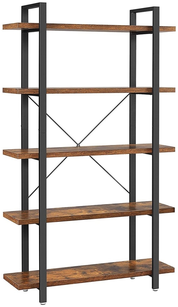 Vasagle Bücherregal, stabiles Standregal mit 5 Regalebenen, Wohnzimmerregal im Industrie-Design, einfacher Aufbau, Wohnzimmer, Schlafzimmer, Büro, Vintage von Songmics LLS55BX Bild 1
