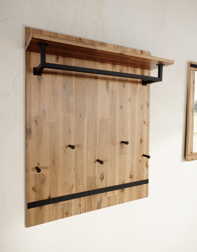 Wandgarderobe 80x100cm 'Montreux' Akazie & Metall schwarz Bild 1