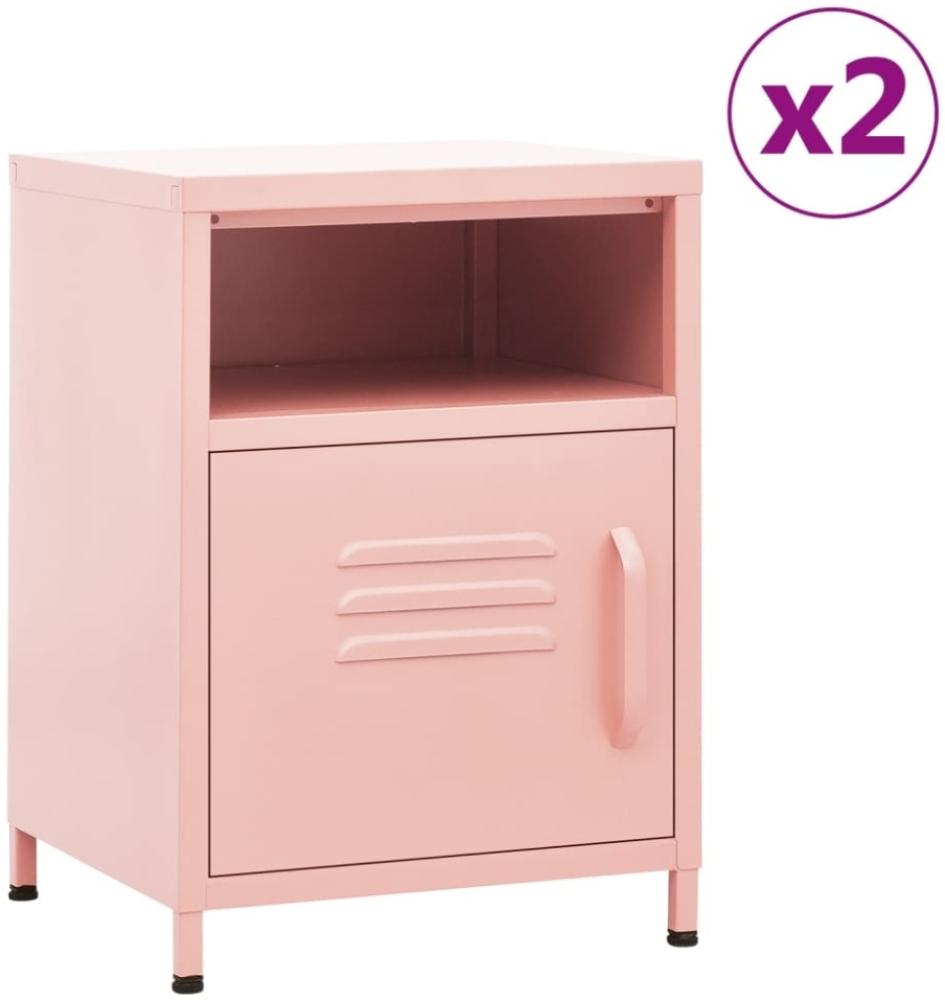 vidaXL Nachttische 2 Stk. Rosa 35x35x51 cm Stahl 3095218 Bild 1