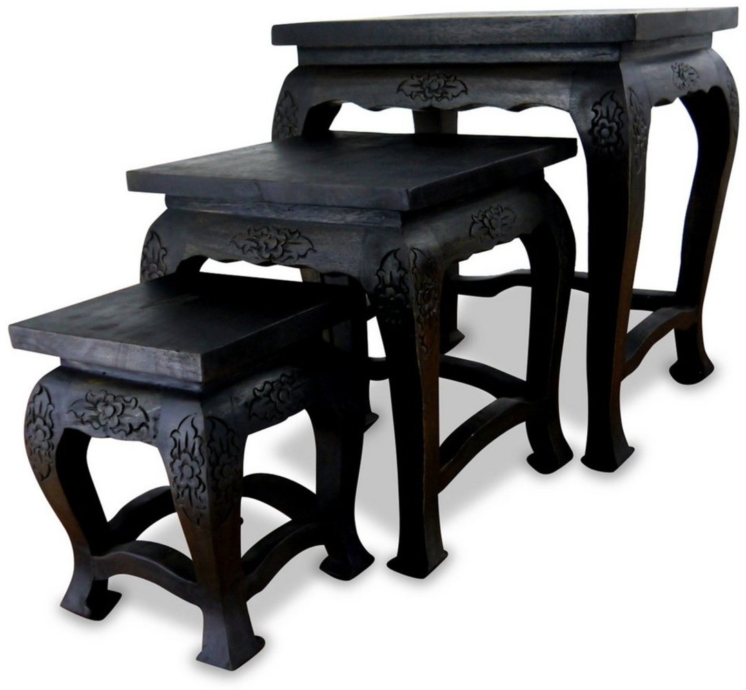 livasia Beistelltisch Couchtisch 3er Set Akazienholz, Handarbeit, 30/40/50cm hoch, handgefertigt Bild 1