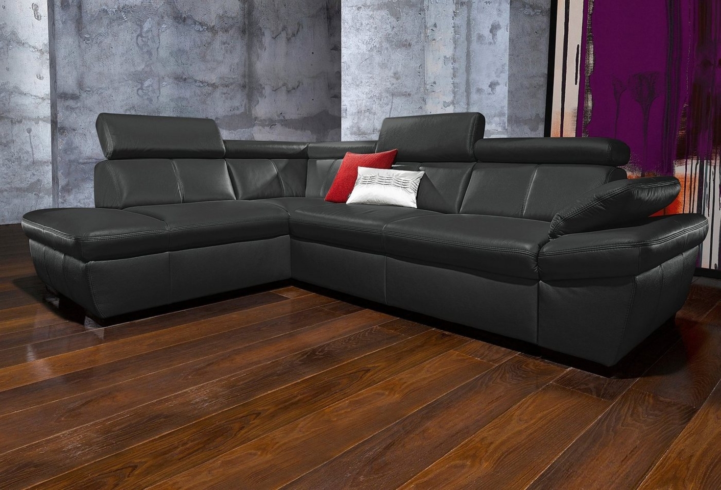 exxpo - sofa fashion Ecksofa Salerno, klassisch modernes Funktionssofa, hoher Sitzkomfort, L-Form, inkl. Kopf- und Armteilverstellung, wahlweise mit Bettfunktion Bild 1