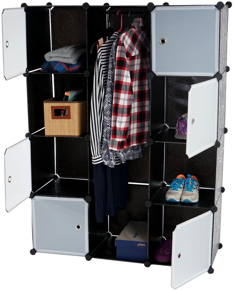 Regalsystem Sydney T307, Steckregal Garderobe Kleiderschrank, 8 Boxen je 36x36x36cm schwarz Bild 1