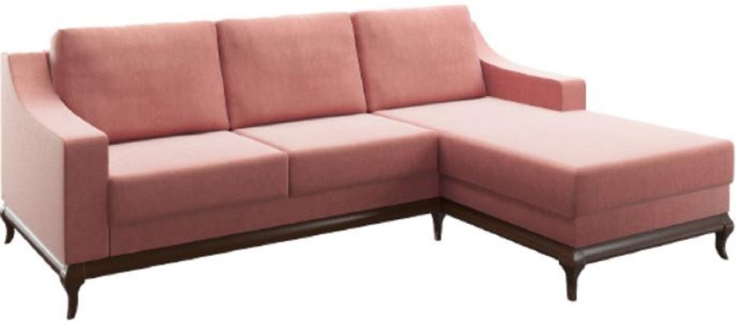 Casa Padrino Luxus Ecksofa Rosa / Dunkelbraun 225 x 173 x H. 77 cm - Wohnzimmer Sofa mit Schlaffunktion - Wohnzimmer Möbel - Luxus Möbel - Luxus Interior Bild 1