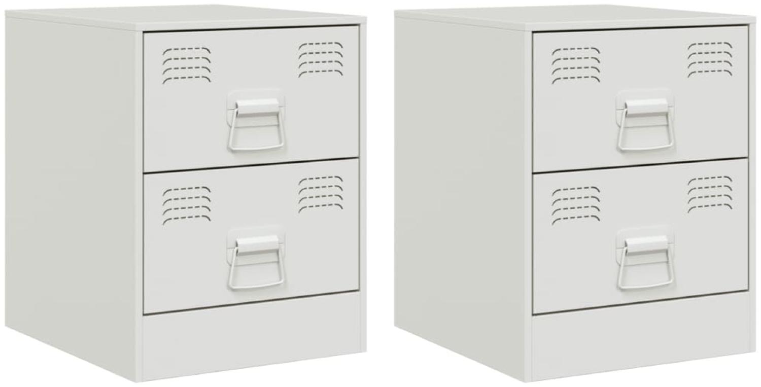 vidaXL Nachttische 2 Stk. Weiß 34,5x39x44 cm Stahl 841630 Bild 1