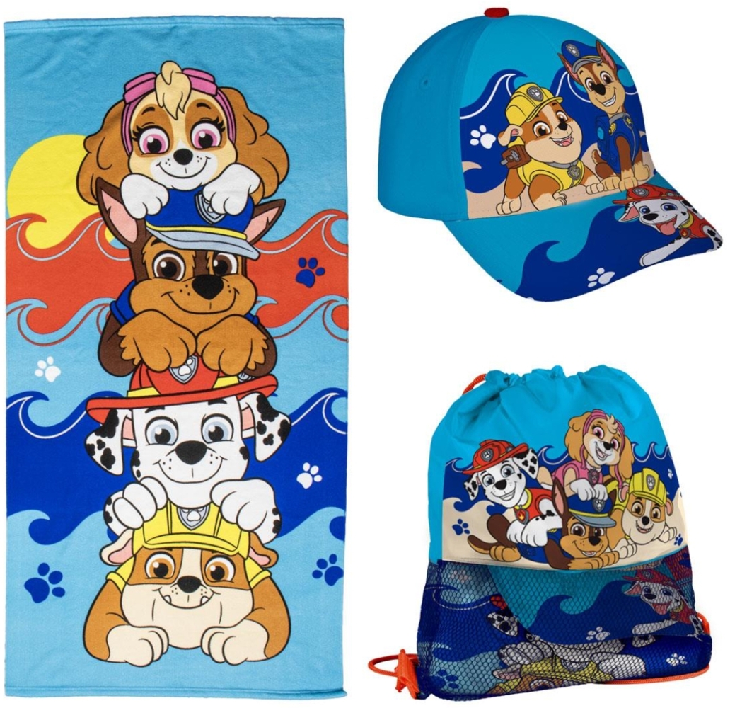 PAW Patrol Handtuch-Set für Kinder Mehrteilig mit Aufbewahrungsbeutel Bild 1
