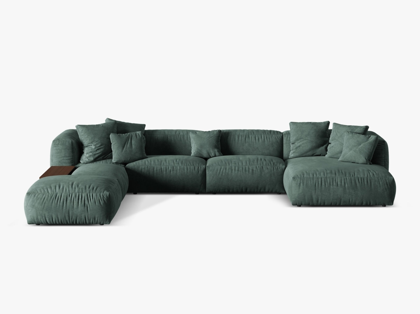 Micadoni Panorama-Ecksofa Martina 5-Sitzer Links Samt Petrol Bild 1