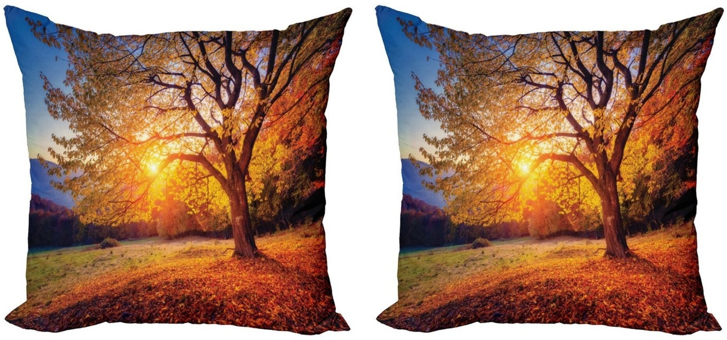 Abakuhaus Kissenbezüge Modern Accent Doppelseitiger Digitaldruck, (2 Stück), Braun Herbst-Fall-Baum-Blätter Bild 1