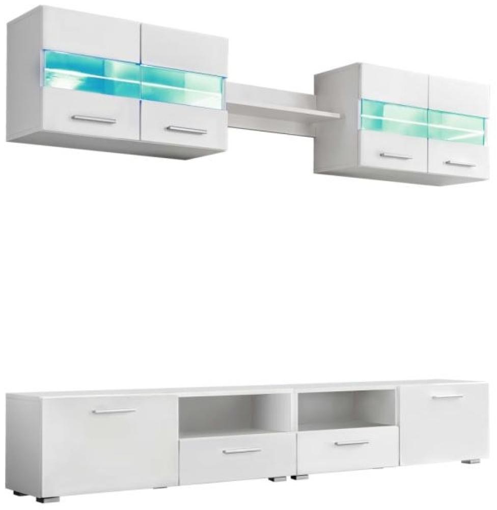 VidaXL 5-tlg. TV-Wohnwand-Set mit LED-Leuchten Hochglanz-Weiß 246027 Bild 1