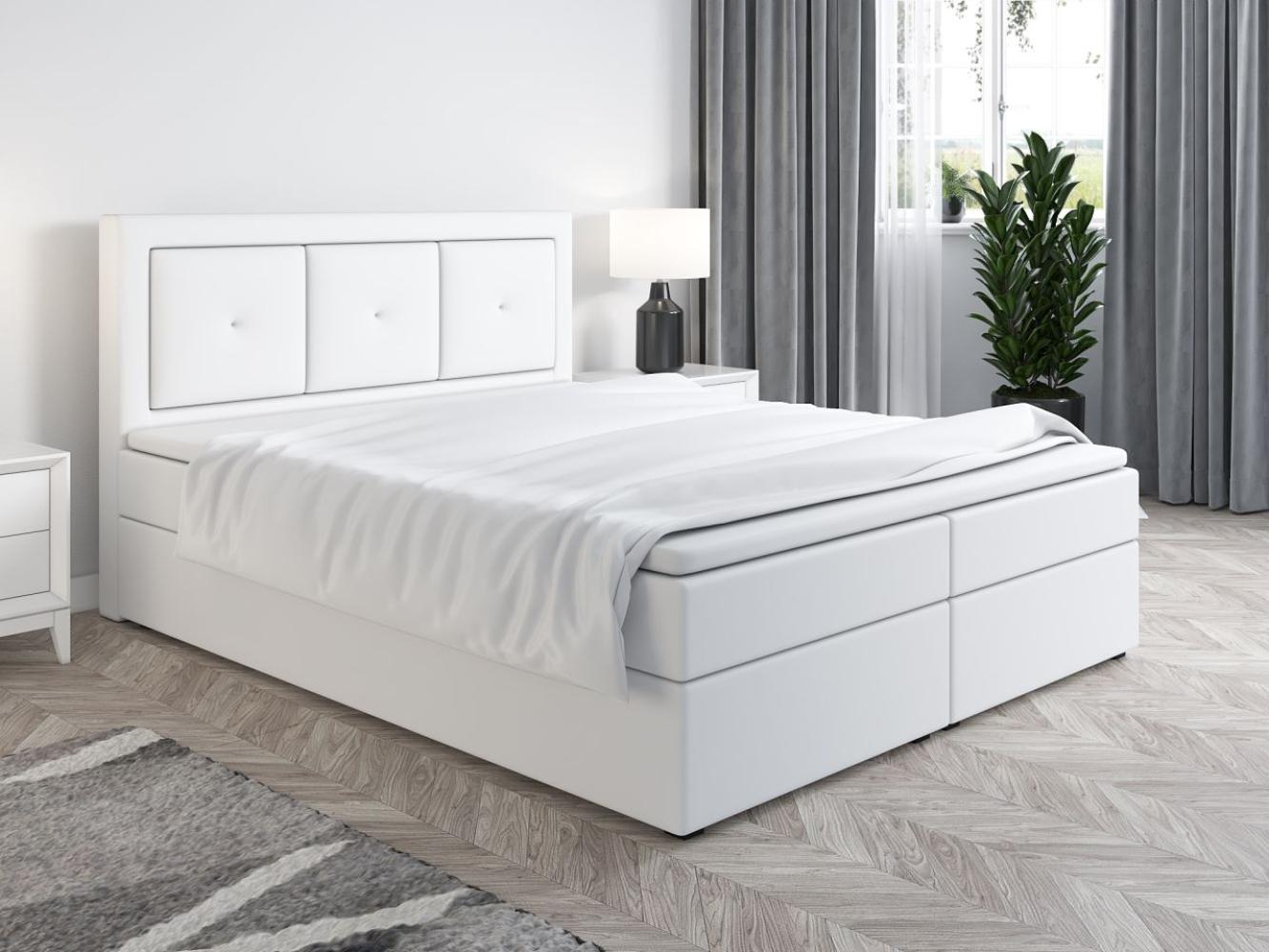 Boxspringbett Schlafzimmerbett MILES 200x200cm Weiss inkl. Bettkasten Bild 1