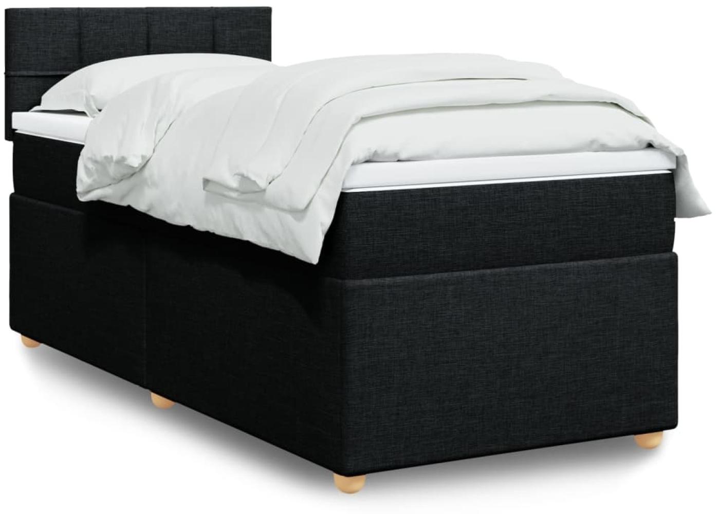 vidaXL Boxspringbett mit Matratze Schwarz 90x200 cm Stoff 3288865 Bild 1