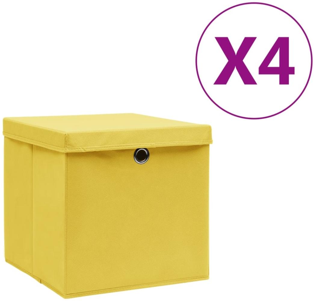 vidaXL Aufbewahrungsboxen mit Deckeln 4 Stk. 28x28x28 cm Gelb 325224 Bild 1