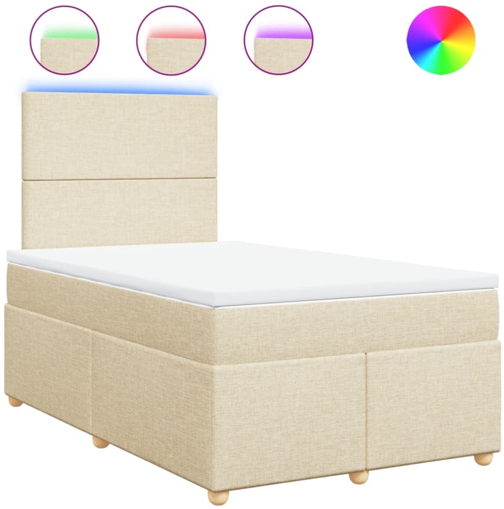 vidaXL Boxspringbett mit Matratze Creme 120x190 cm Stoff 3293517 Bild 1