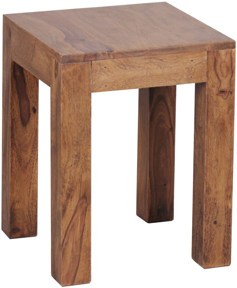 Wohnling Beistelltisch Massiv-Holz 35x35 cm Wohnzimmer-Tisch Design braun Sheesham Bild 1